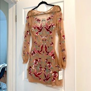 For Love And Lemons Embroidered Dove Mini Dress